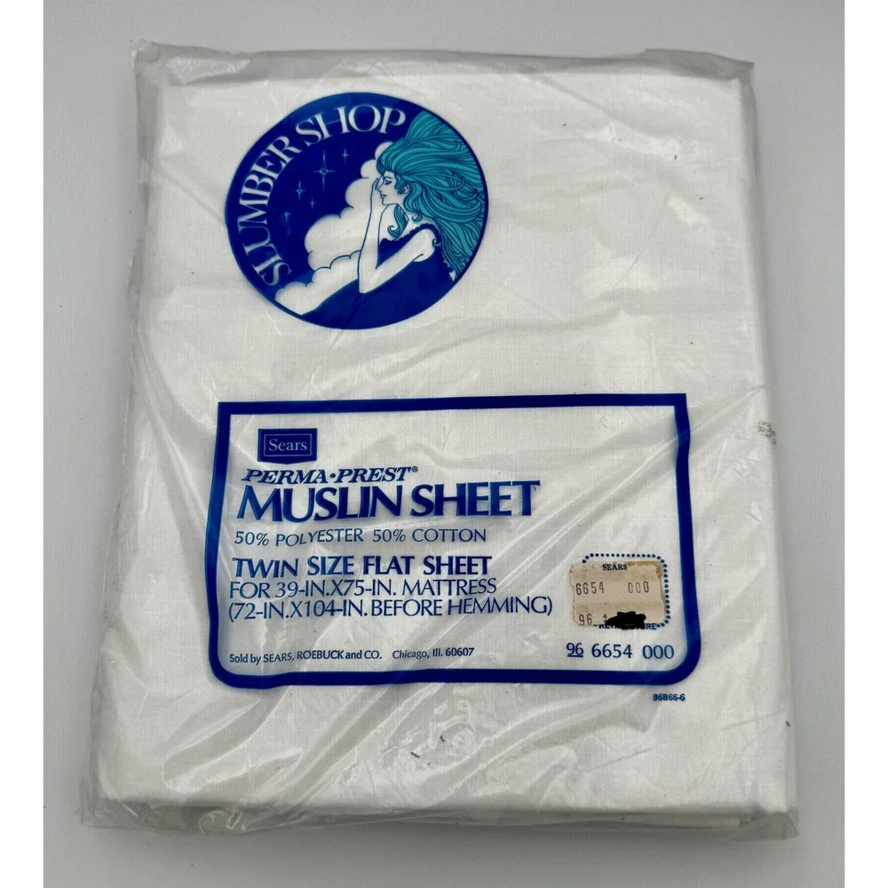 Vintage Sears Perma-Prest Twin Flat Sheet New Sealed NOTE